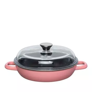 Сотейник для риса со стеклянной крышкой 24см РОЗОВЫЙ Riess