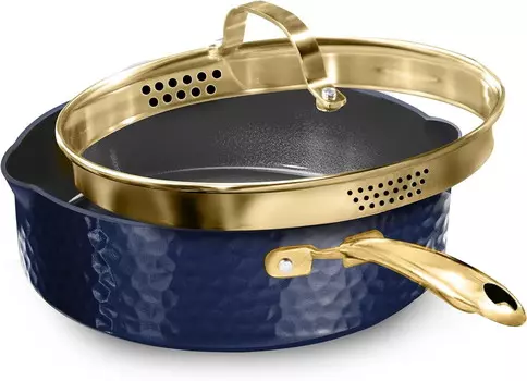 Сотейник Granitestone 4 кварты, синий/золотой