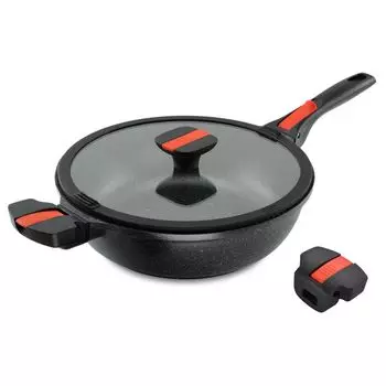 Сотейник Linnuo из литого алюминия со съемными ручками и крышкой ( 28 см)