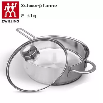 Сотейник Zwilling Twin Nova с крышкой, индукционная 24 см, нержавеющая сталь с высоким бортиком, сковорода из нержавеющей стали 18/10, набор кастрюль, кастрюли со стеклянной крышкой