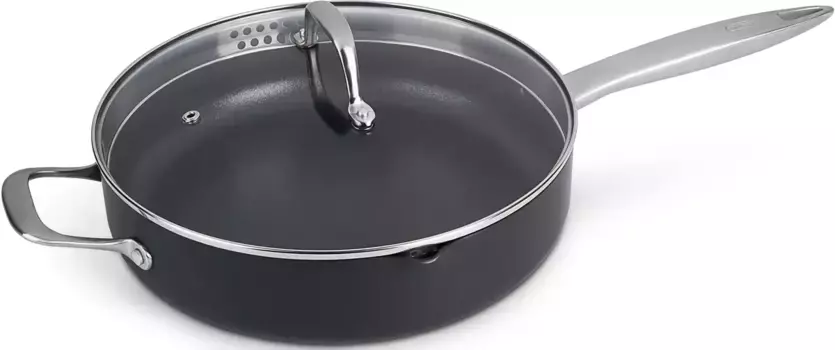 Сотейник Zyliss "Ultimate Pro", нержавеющая сталь, антипригарное покрытие ALPINE CRYSTALS, индукционная индукция, 28 см 28 см + высота 9 см, черный