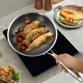 Сотовая сковорода с ручкой, сковорода из нержавеющей стали, сковорода с антипригарным покрытием, сковорода GreatDEshop2021