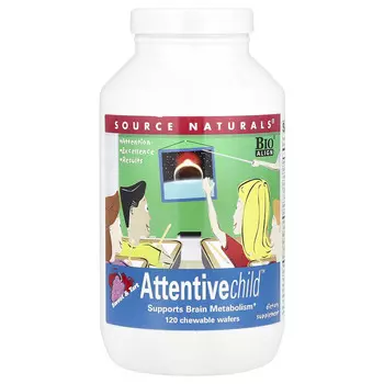Source Naturals, Attentive Child , сладкое и терпкое, 120 жевательных вафель