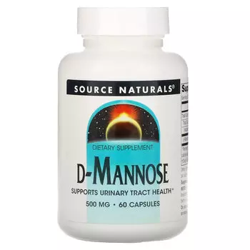 Source Naturals, D-манноза, 500 мг, 60 капсул