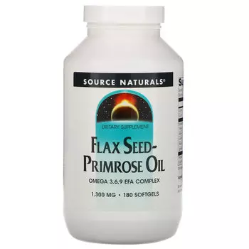 Source Naturals, Льняное масло и масло примулы вечерней, 1300 мг, 180 капсул