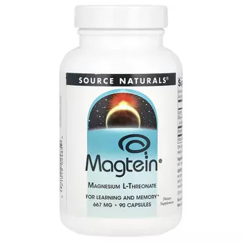 Source Naturals, Magtein, L-треонат магния, 667 мг, 90 капсул