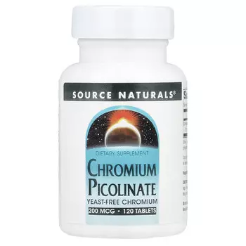 Source Naturals, Пиколинат хрома, 200 мкг, 120 таблеток