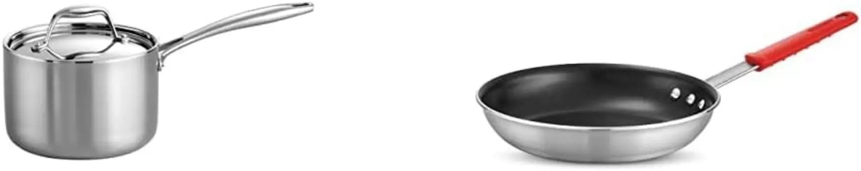 Соусница Tramontina с трехслойным покрытием из нержавеющей стали, 2 Qt, 80116/022DS и 80114/535DS Профессиональная алюминиевая сковорода с антипригарным покрытием для ресторанов, 10 дюймов, сертифицирована NSF, Stainless Steel