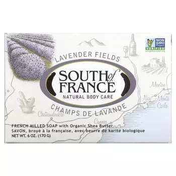 South of France, лавандовое поле, мыло с органическим маслом ши, изготовленное по французскому рецепту, 170 г (6 унций)
