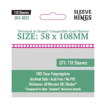 Совместимые обложки для карт 58x108 мм «Предательство в доме на холме» (110), Card Sleeves (Sleeve Kings)