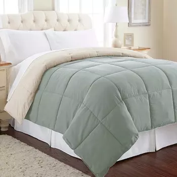 Современная альтернатива стеганому двустороннему одеялу/пододеяльнику из микрофибры Modern Threads, цвет Dusty Sage/Almond
