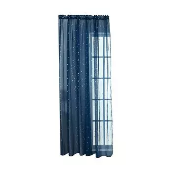 Современная блестящая прозрачная тюлевая вуаль со звездами, занавеска для гостиной, оконная драпировка, темно-синий, размеры: 100 см x 270 см Stuttg
