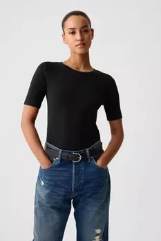 Современная футболка с круглым вырезом и короткими рукавами Gap, черный
