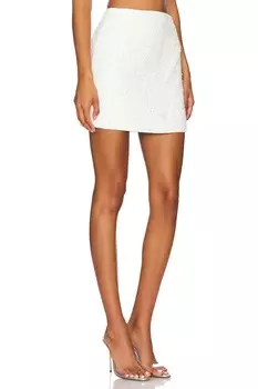 Современная мини-юбка из твида с бисером Milly, белый