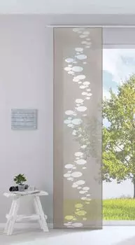 Современная панельная перегородка, раздвижная штора «круг» ВхШ 245х60 см кремового цвета из высококачественной ткани выгорания с грузоподъемником на тележке панели, 85612 Astek, серо-коричневый