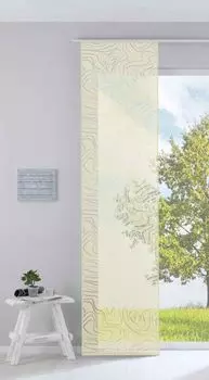 Современная панельная перегородка, раздвижная штора »Regio« ВxШ 245x60 см серая из высококачественной ткани выгорания с грузоподъемником на тележке для панелей, 85614 Astek, бежевый