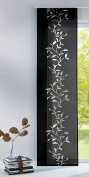 Современная панельная штора-раздвижная штора из высококачественной ткани выгорания на липучке, черная Tendril, 2 шт. 245х60 (ВхШ), 856100 Astek, черный