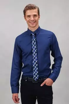 Современная приталенная хлопковая мужская рубашка Добби, которую легко гладить, темно-синяя TUDORS, темно-синий