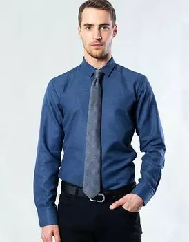 Современная приталенная хлопковая мужская рубашка Добби, которую легко гладить, темно-синяя TUDORS, темно-синий