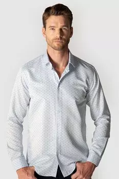 Современная приталенная хлопковая мужская синяя рубашка Добби, которую легко гладить TUDORS, синий