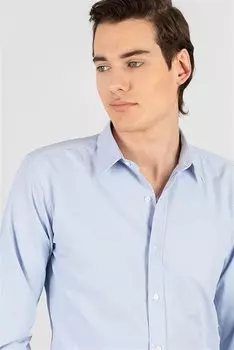 Современная приталенная хлопковая мужская синяя рубашка Добби, которую легко гладить TUDORS, синий