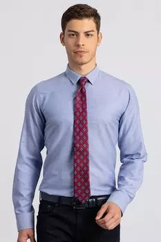 Современная приталенная хлопковая мужская синяя рубашка Добби, которую легко гладить TUDORS, синий