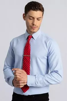 Современная приталенная хлопковая мужская синяя рубашка Добби, которую легко гладить TUDORS, синий