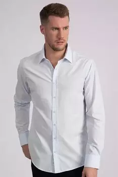 Современная приталенная хлопковая мужская синяя рубашка, которую легко гладить TUDORS, синий