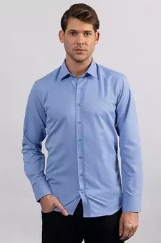 Современная приталенная мужская однотонная синяя рубашка TUDORS, синий
