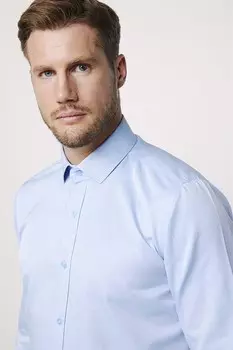 Современная приталенная однотонная атласная хлопковая мужская синяя рубашка TUDORS, синий
