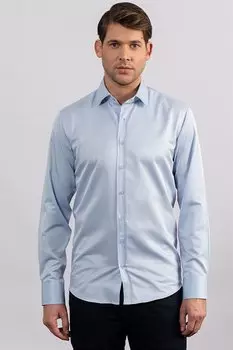 Современная приталенная однотонная атласная хлопковая мужская синяя рубашка TUDORS, синий