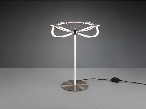 Современная светодиодная настольная лампа CHARIVARI матовое серебро, высота 50см TRIO