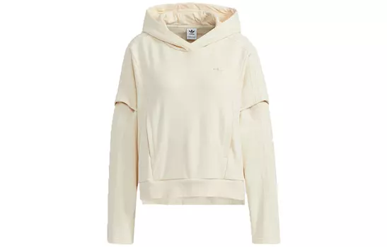 Современная толстовка с капюшоном цвета экрю для женщин Adidas Originals, Ecru