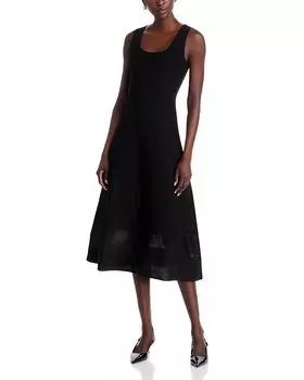 Современное платье миди с приталенным силуэтом и расклешенной юбкой Misook, черный