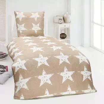 Современное постельное белье из хлопчатобумажной ткани из микрофибры, 2 предмета, размер 135х200, наволочка 80х80, мотив дизайна: дизайн 4 BFW