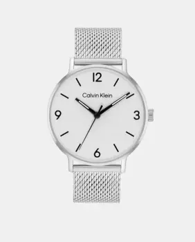 Современные мужские часы 25200433 со стальной сеткой Calvin Klein, серебрянный