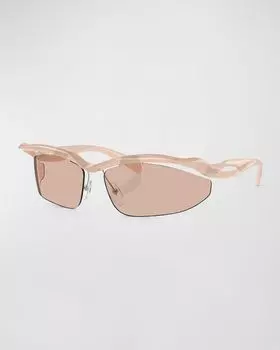 Современные солнцезащитные очки «кошачий глаз» из пропионата и пластика Prada, цвет Lite Brown