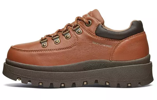 Современные удобные туфли на платформе женские низкие коричневые Skechers