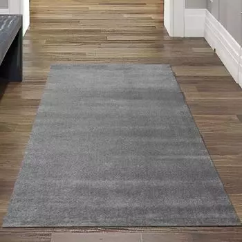 Современный дизайнерский ковер для гостиной однотонного дизайна темно-серого цвета, размер - 60x110 см Teppich-Traum, темно-серый