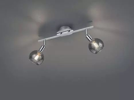 Современный хромированный настенный светильник с абажуром из дымчатого стекла, поворотный потолочный светильник Reality Leuchten