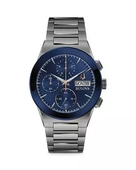 Современный хронограф, 41 мм Bulova, цвет Blue