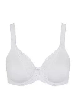 Современный кружевной + хлопковый кружевной бюстгальтер на косточках для женщин Triumph, белый