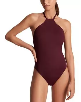 Современный купальник с бретелью через шею Ralph Lauren, красный