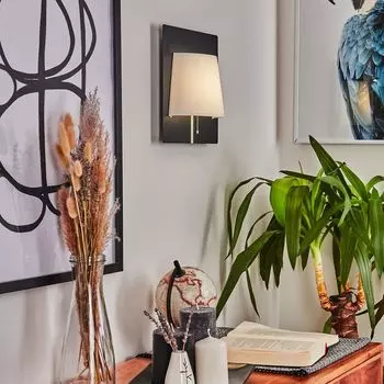 Современный настенный светильник »Montespluga» из металла/ткани черного/белого цвета. hofstein