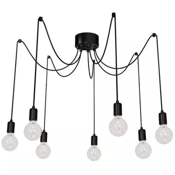Современный подвесной светильник "Шпиндель" черный металлический 7-ламповый подвесной светильник для гостиной, столовой, обеденного стола Licht-Erlebnisse