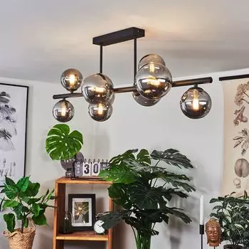 Современный потолочный светильник »Isorella« из металла/стекла в черном/дымчатом цвете hofstein