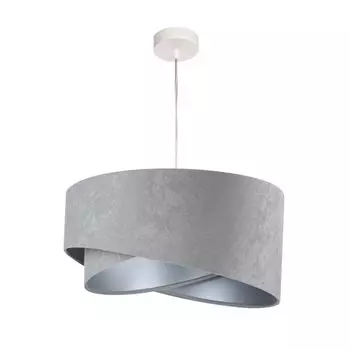 Современный светильник для столовой серо-серебряный тканевый 50см круглый Современный подвесной светильник MADAN E27 для обеденного стола Licht-Erlebnisse