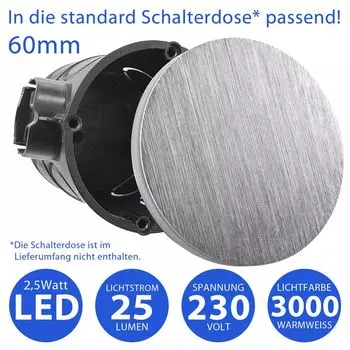 Современный светодиодный светильник для лестницы мощностью 2,5 Вт круглый 6107R-AB из матового алюминия Maxkomfort GmbH, серебро