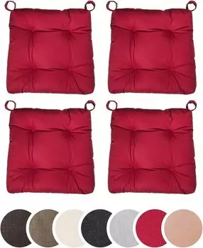 Спальное место – Комплект из 4 подушек для стула и сидения Eva для дома и улицы, 40x38 см, светло-серый sleepling, красный