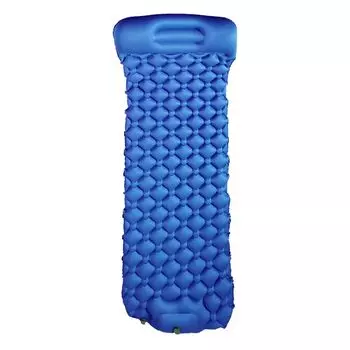 Спальные коврики Дизайн подушки Встроенный встроенный насос Утолщает Автоматическое надувание Большой сплошной цвет Влагостойкий коврик для наружного использования - Темно-синий Hameb